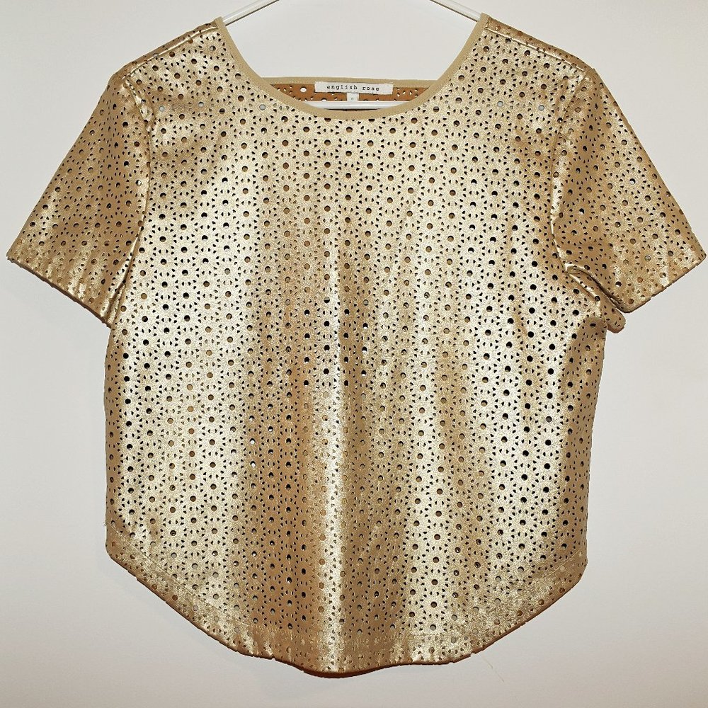 Gold Metallic Structured Top